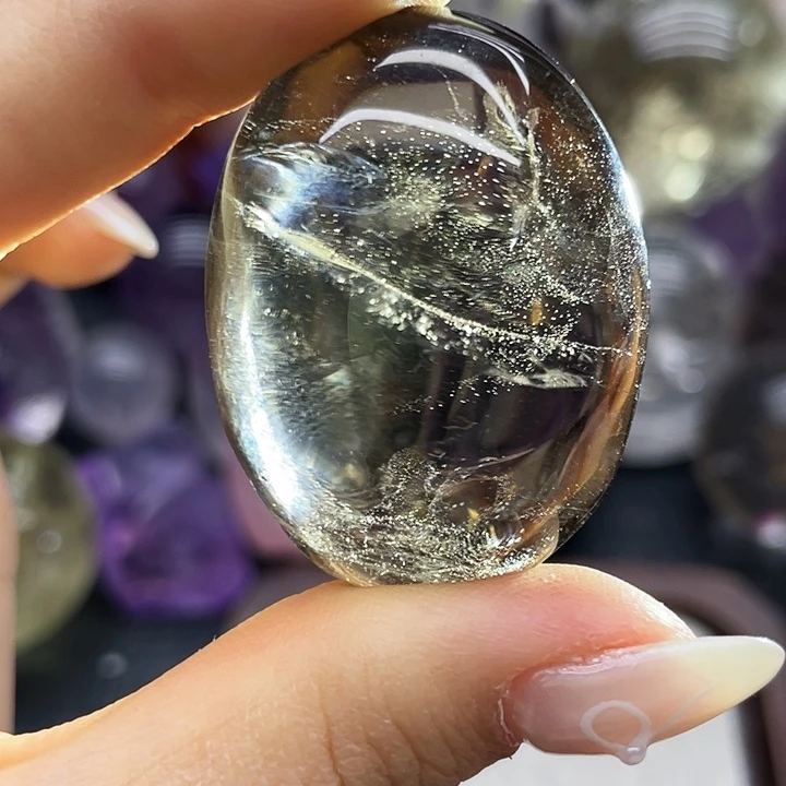 水晶珠宝半成品未镶嵌56茶晶手握