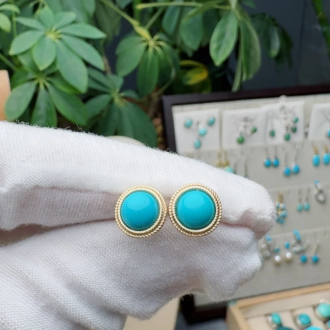 绿松石未镶嵌耳饰耳钉