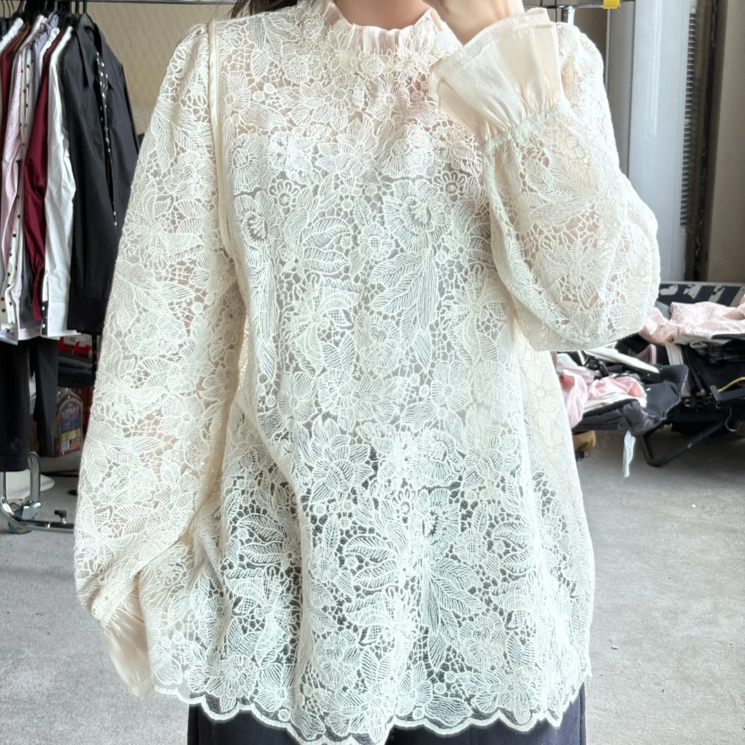 D31142南油爆款镂空长袖新中式国风上衣