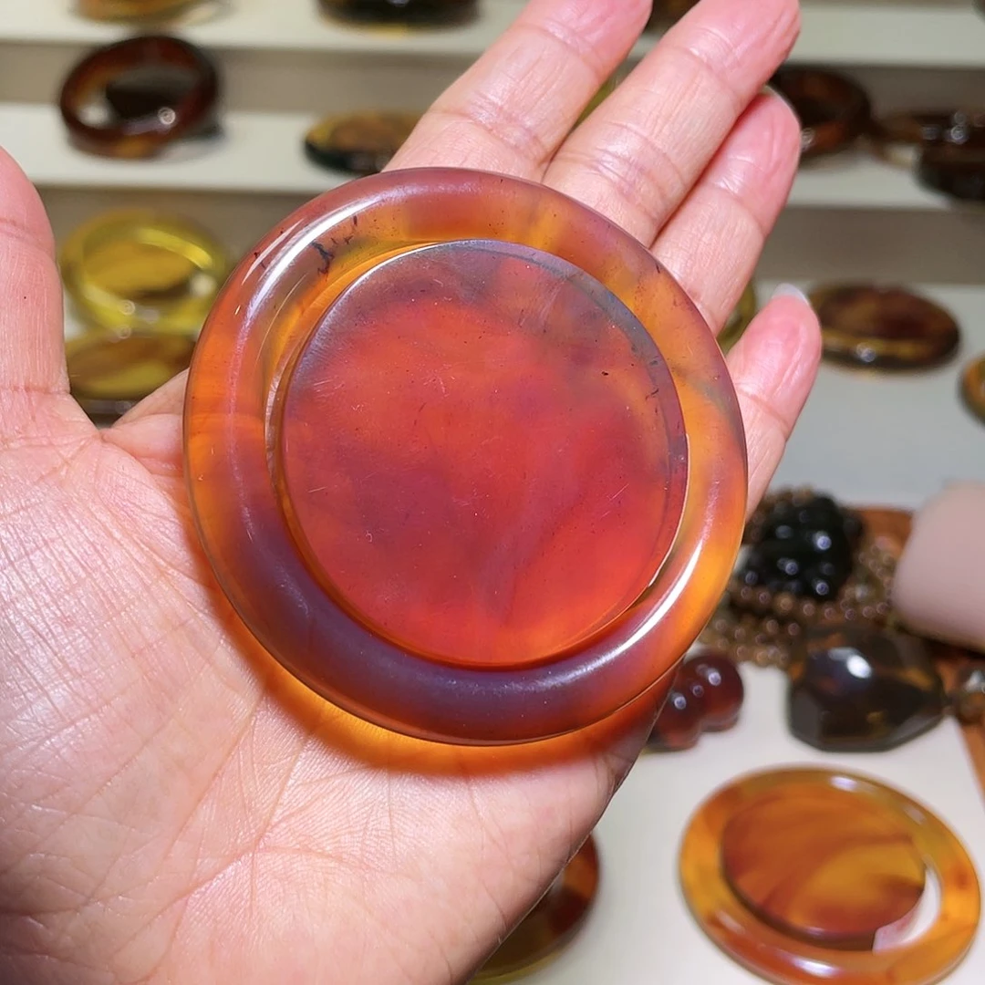 未镶嵌琥珀手镯天然缅甸琥珀圆条手镯51圈口