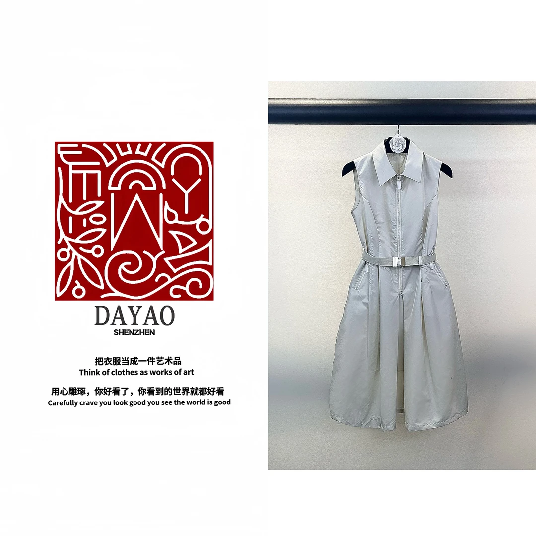 「DAYAO」新款时尚百搭名媛收腰白色无袖连衣裙轻奢高端女装WY24401