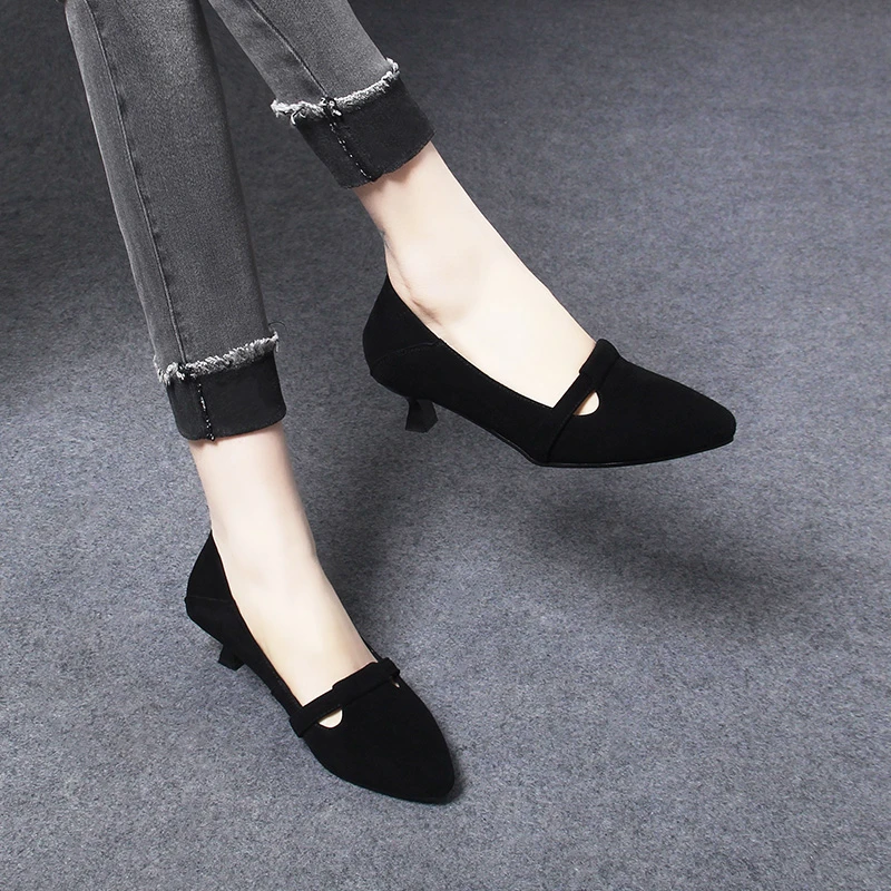 2033新款春季绝美不累脚小跟鞋超软小羊皮单鞋女尖头女鞋春秋皮鞋