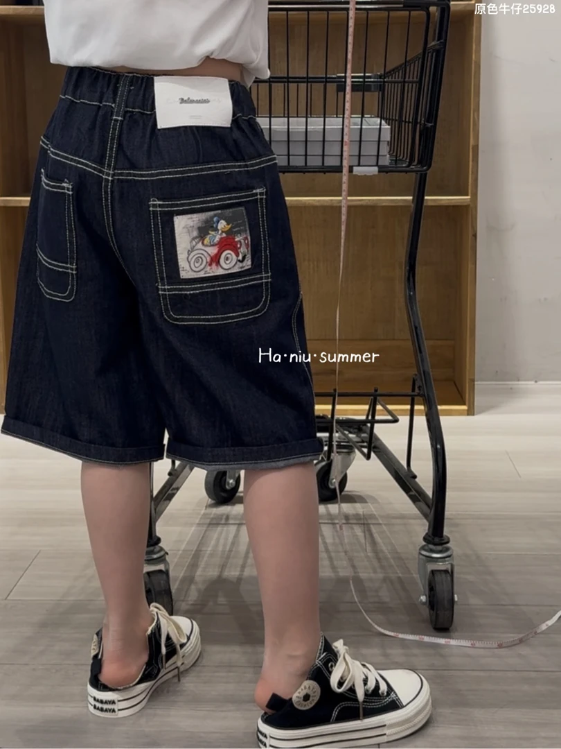 【实体童装品牌】hn&kids 5928夏季男大童牛仔七分裤青少年夏款中裤