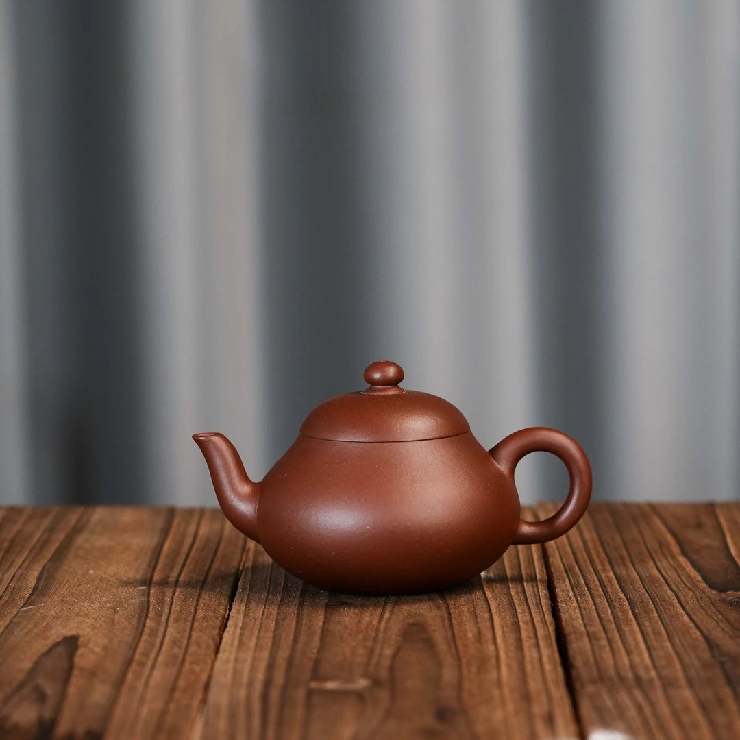 恒源堂出品 海棠红（鸣远底槽清）《梨形壶》160毫升 经典慕古紫砂壶