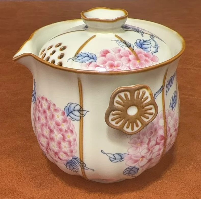 ZH4101-手抓绣球花汝窑一壶陶瓷带盖复古