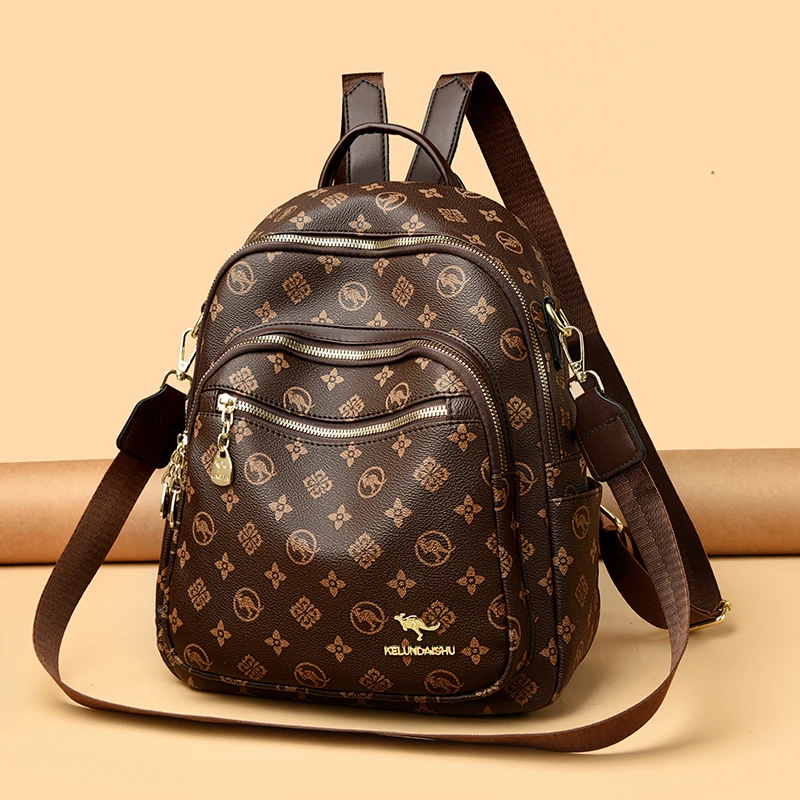 袋鼠蔓蔓雅源双肩包2025新款休闲简约斜挎女士旅游出行大容量背包