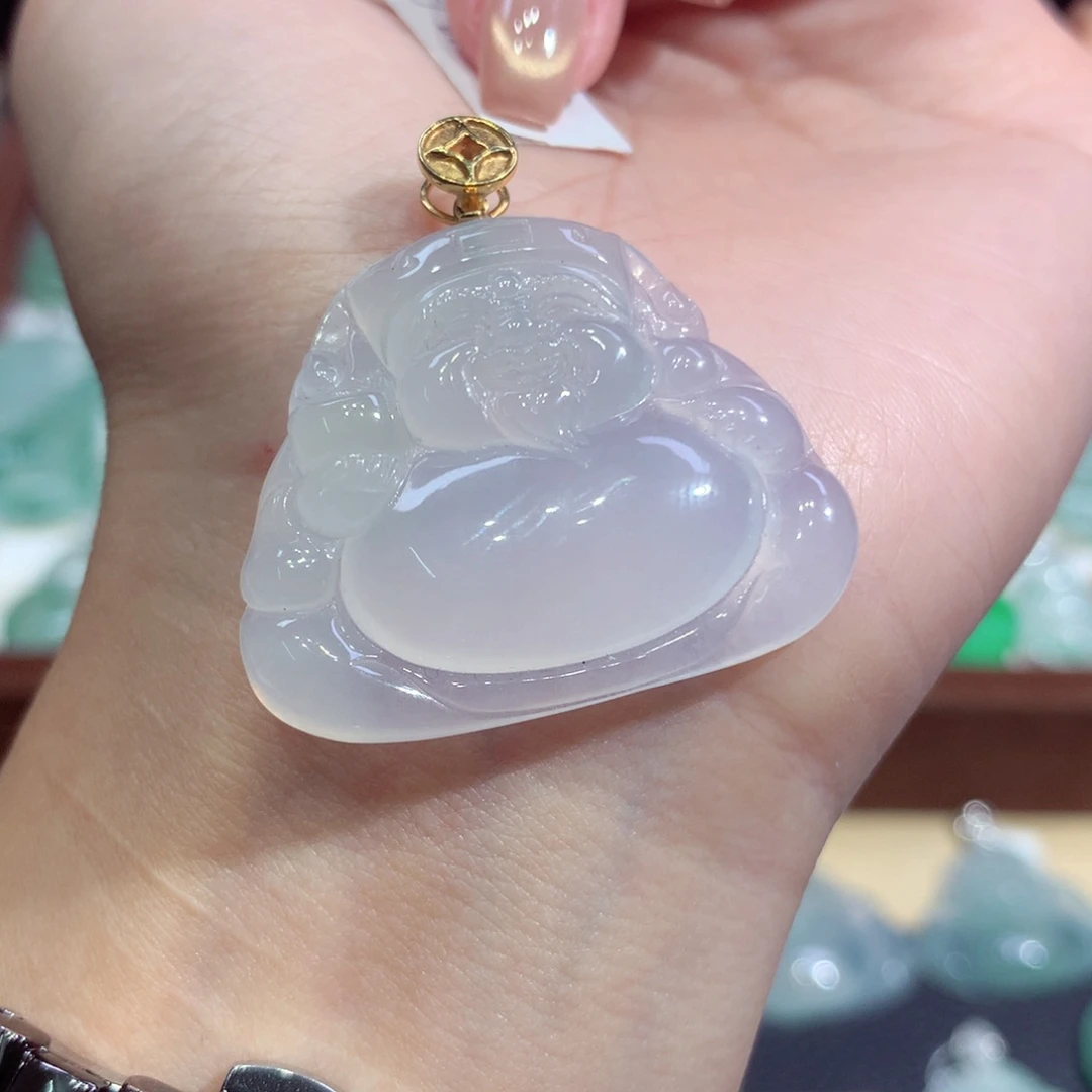 吊坠(不含链)18K金镶嵌翡翠