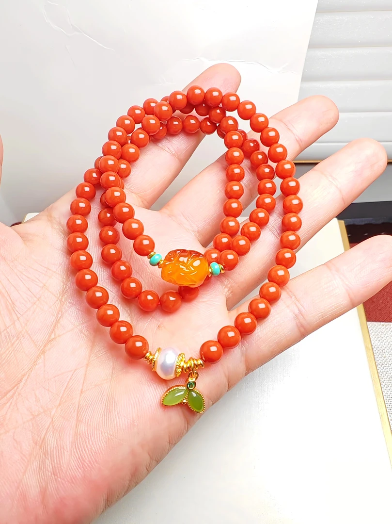 南红玛瑙多圈手串 6m高端手链 原创设计高端礼物女款