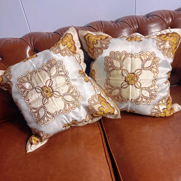 一对枕头套咖色民族风