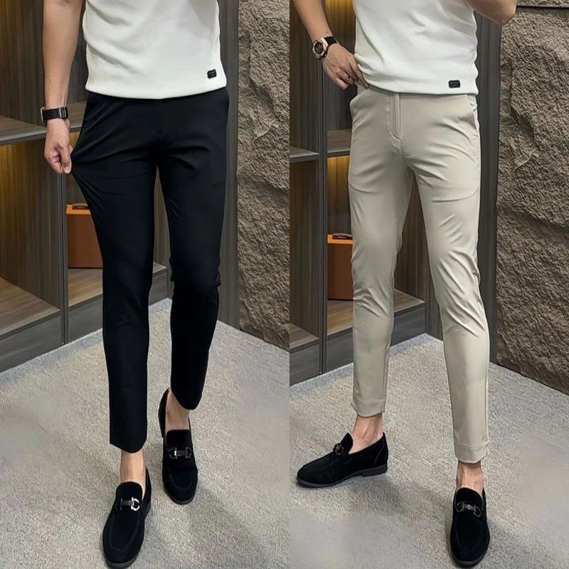 男士修身小脚九分休闲裤秋季新款轻奢高档弹力小脚裤免烫抗皱西裤