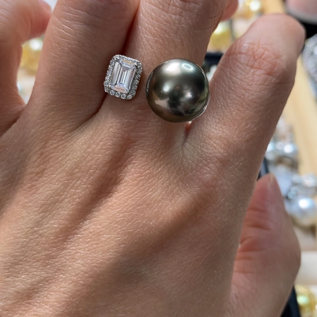 海水珍珠戒圈银S925镶嵌