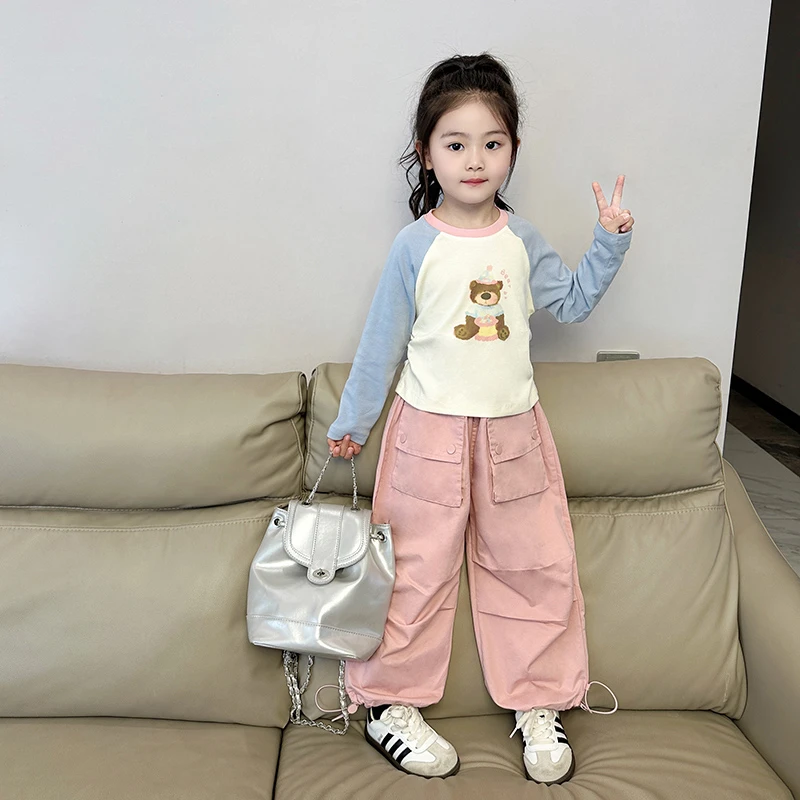 女童春装套装2025新款洋气时髦儿童宝宝春季休闲宽松工装裤两件套