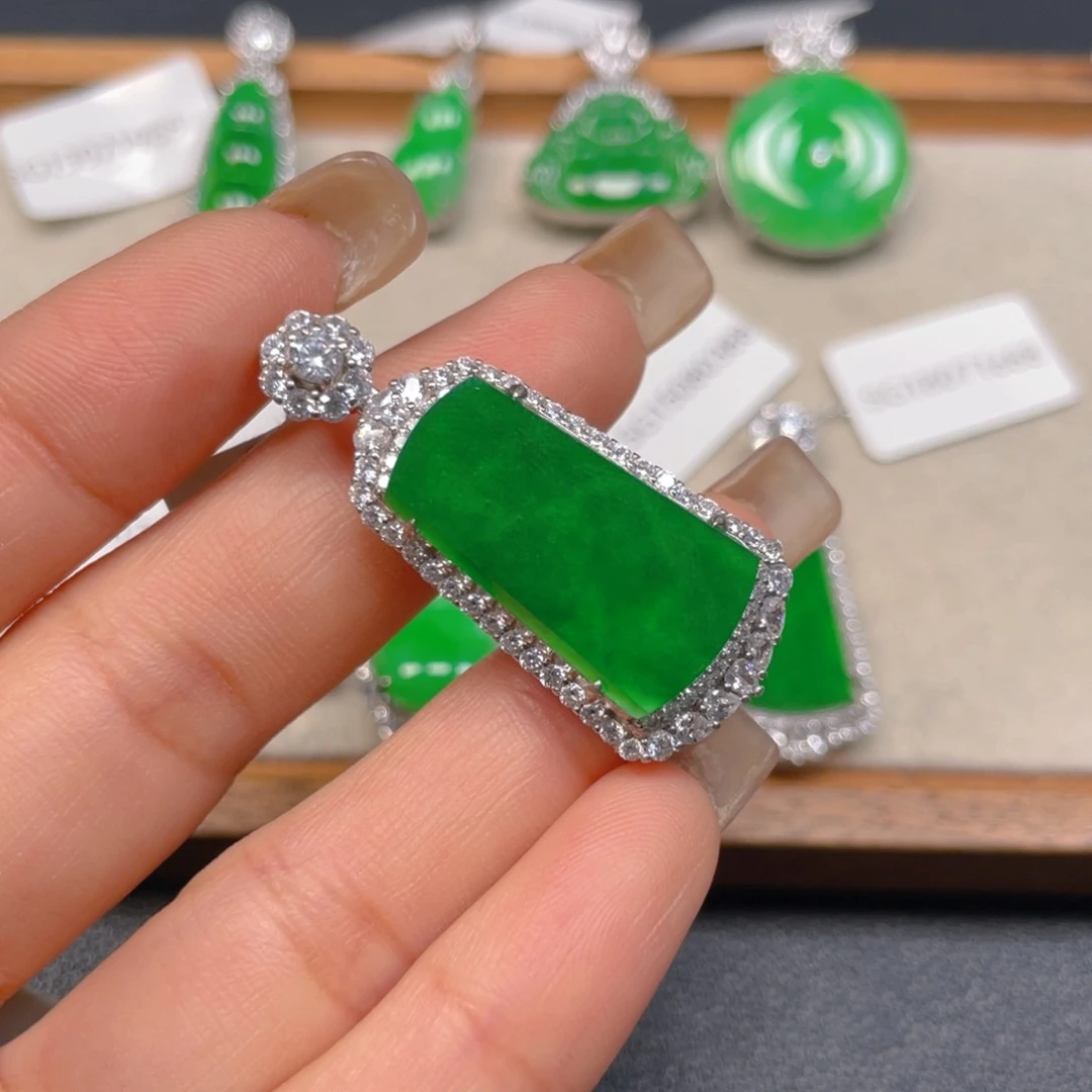 翡翠银S925镶嵌吊坠(不含链)