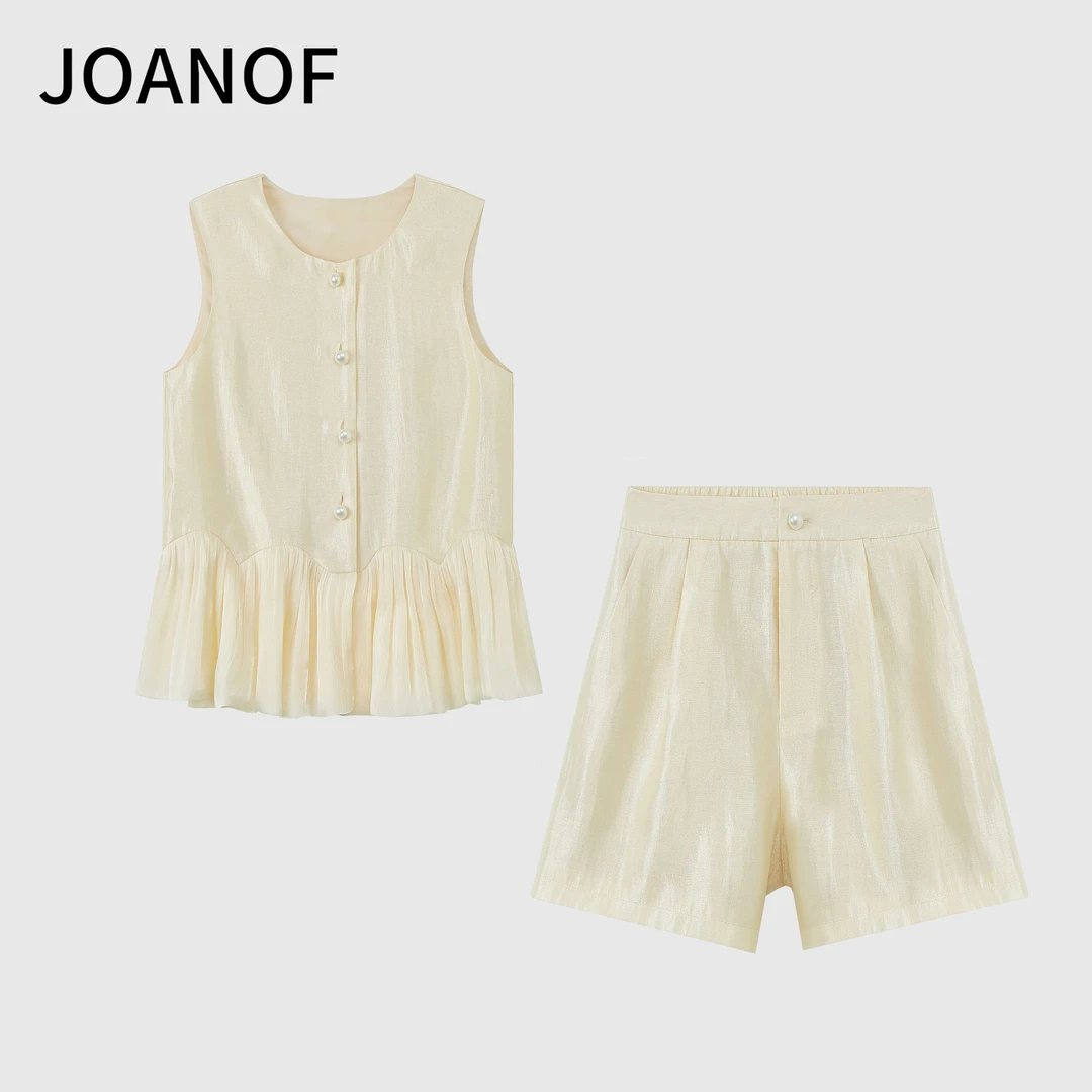 JOANOF吊带法式气质休闲时尚套装上衣慵懒风休闲轻职风Z25W0119-K