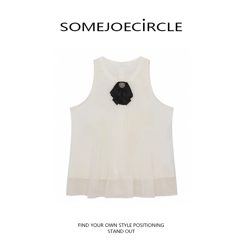 SOMEJOECIRCLE【衬衫】25夏新款真丝绡面料淡人穿搭塔克上衣女Z5904