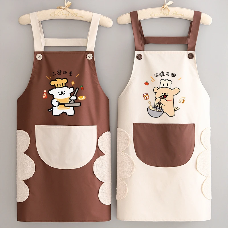 卡通防水防油围裙定制印字餐饮上班专用工作服厨房做饭家用防污女