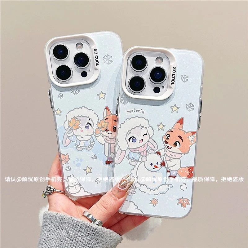 雪地尼克朱迪适用苹果17手机壳新款华为情侣OPPO卡通小米vivo防摔