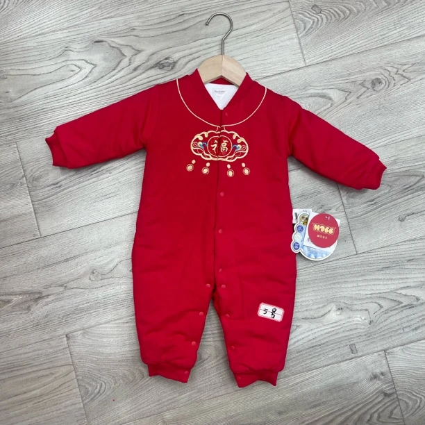 冬季A类中国风哈衣幼儿拜年服新生儿秋冬棉衣婴儿女宝喜庆