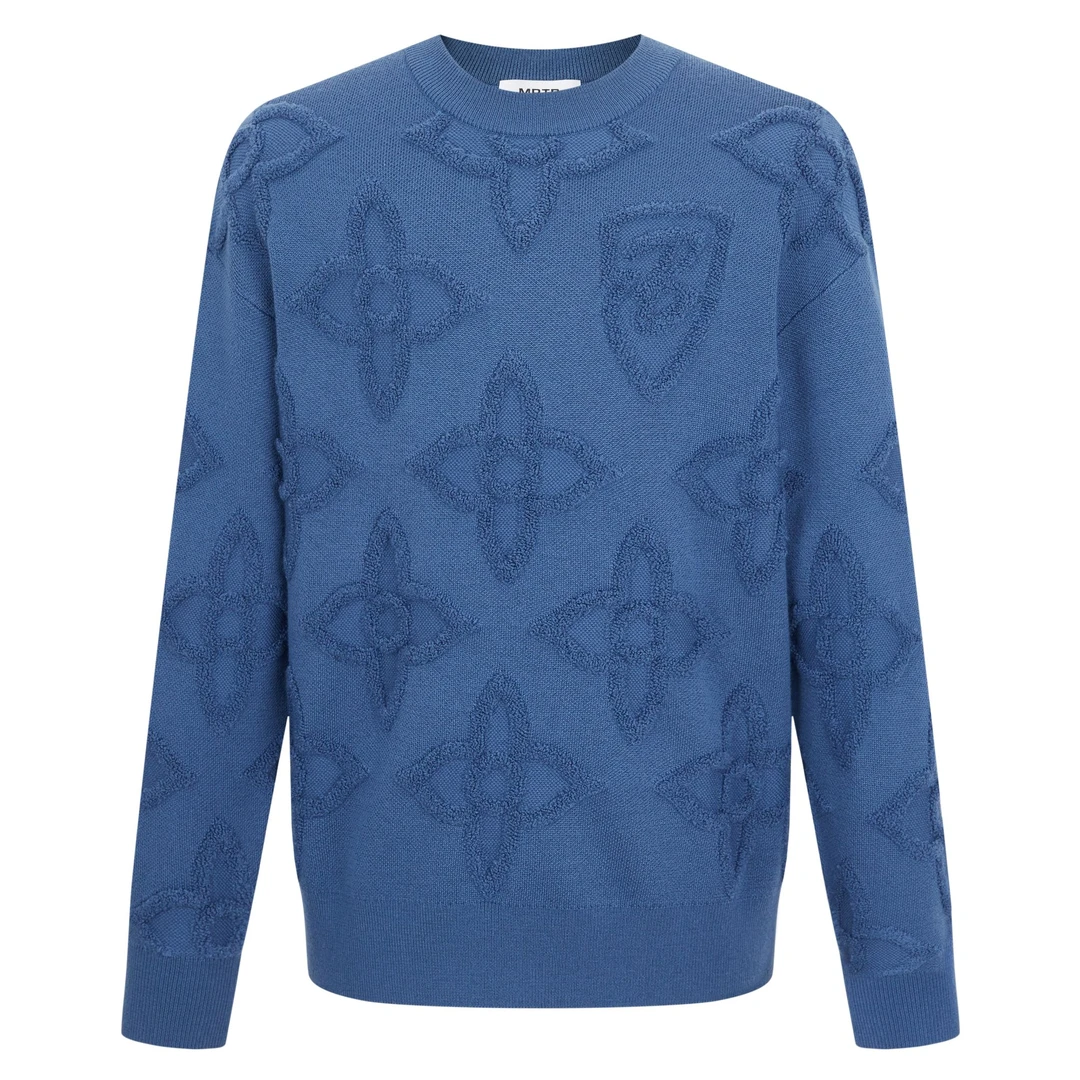 MRTB25秋季新品羊毛针织衫长袖套头衫老钱风保暖运动休闲风男