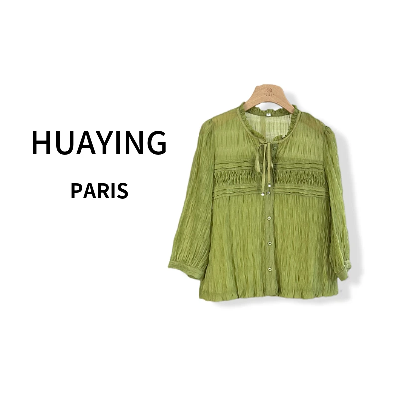 【花楹】小衫时尚百搭气质褶皱休闲设计师显瘦春季1018