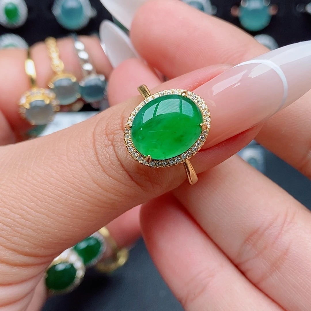 翡翠戒指银S925镶嵌55888