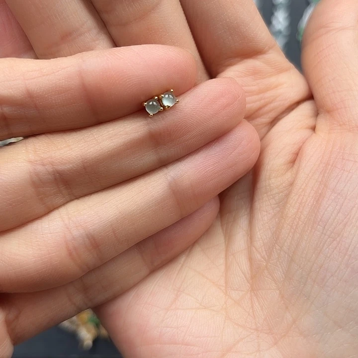 翡翠银S925镶嵌耳饰