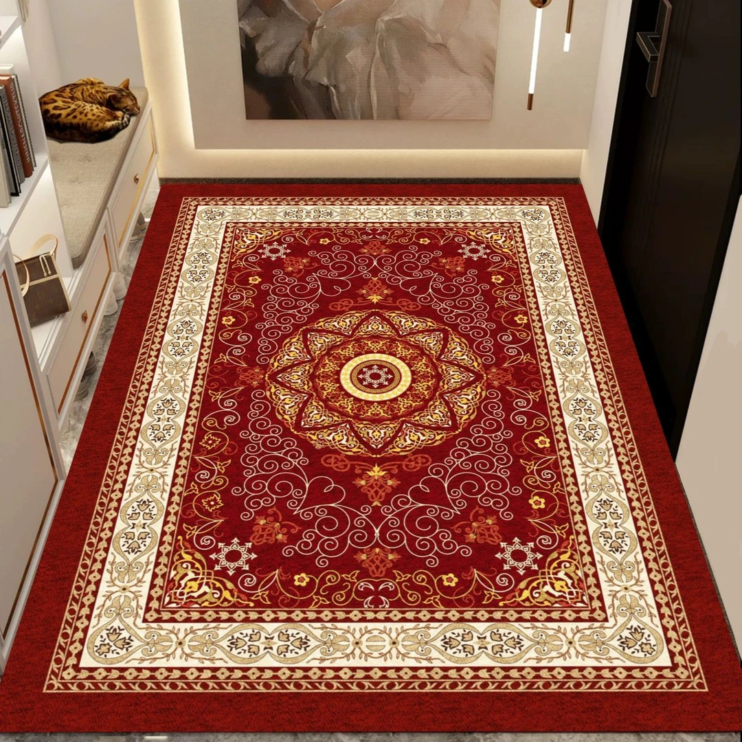 美式红色古典波斯复古欧式入户门厅防滑地毯地垫卫生间厨房床边毯