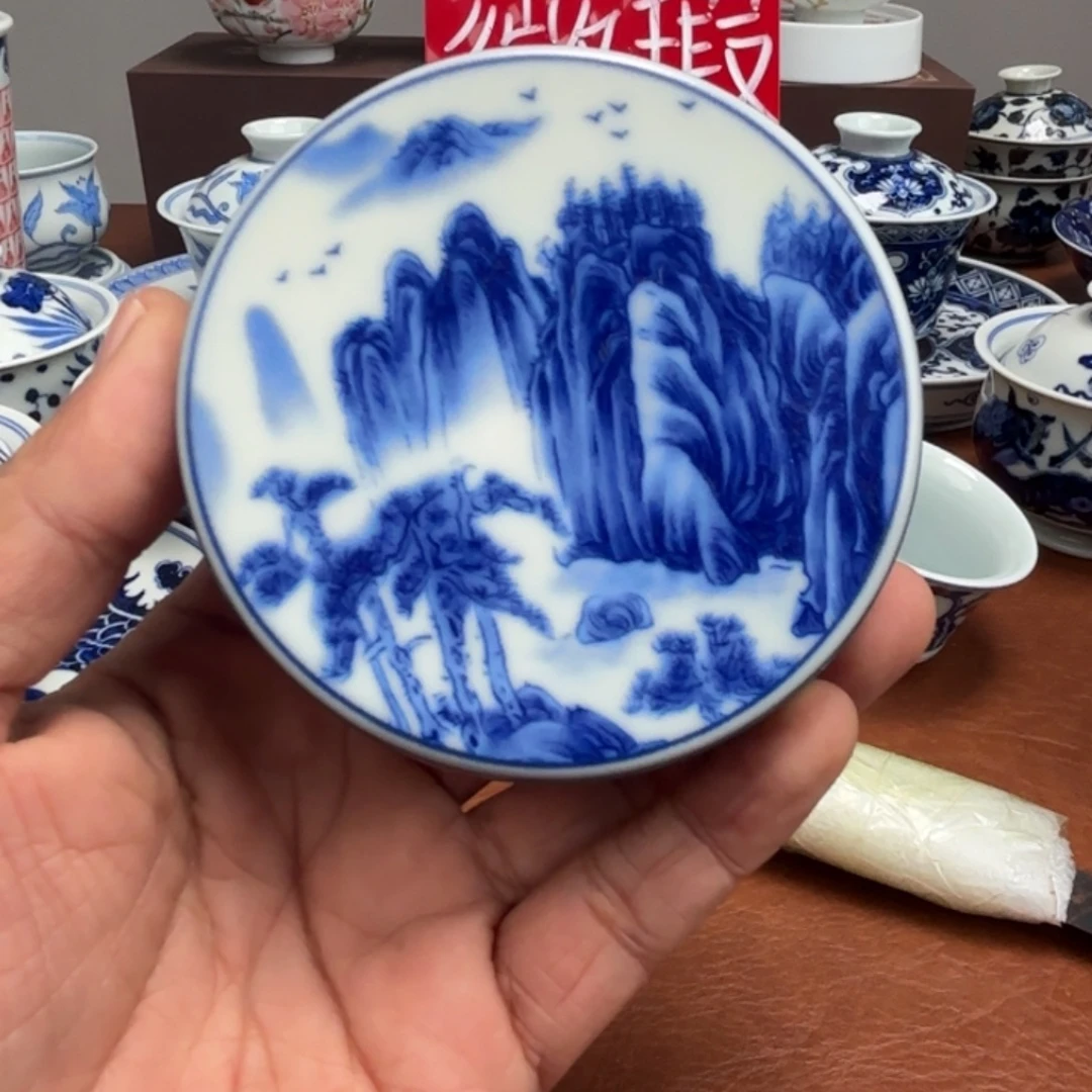 摆件陶山水盖置景德镇发货