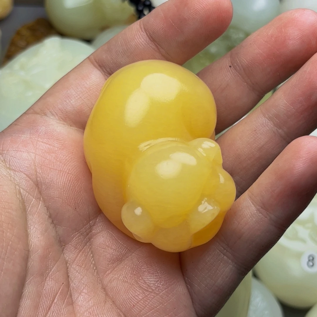 *****石材方解石手把件猪
