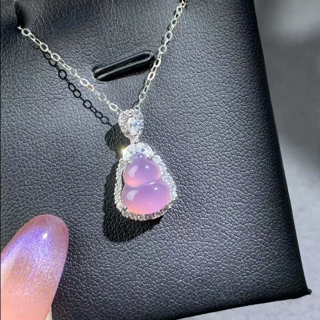 紫罗兰【天然冰紫银镶葫芦吊坠】松柏珠宝 多样性发货一个 送银链