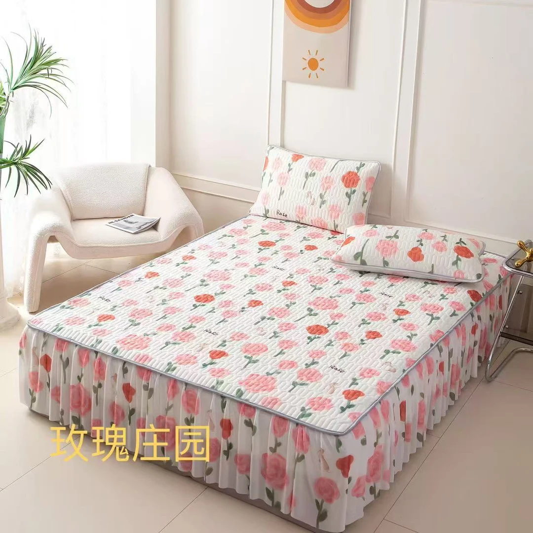 【清！！】微瑕！夏季新款乳胶凉席三件套可水洗软凉席床裙款