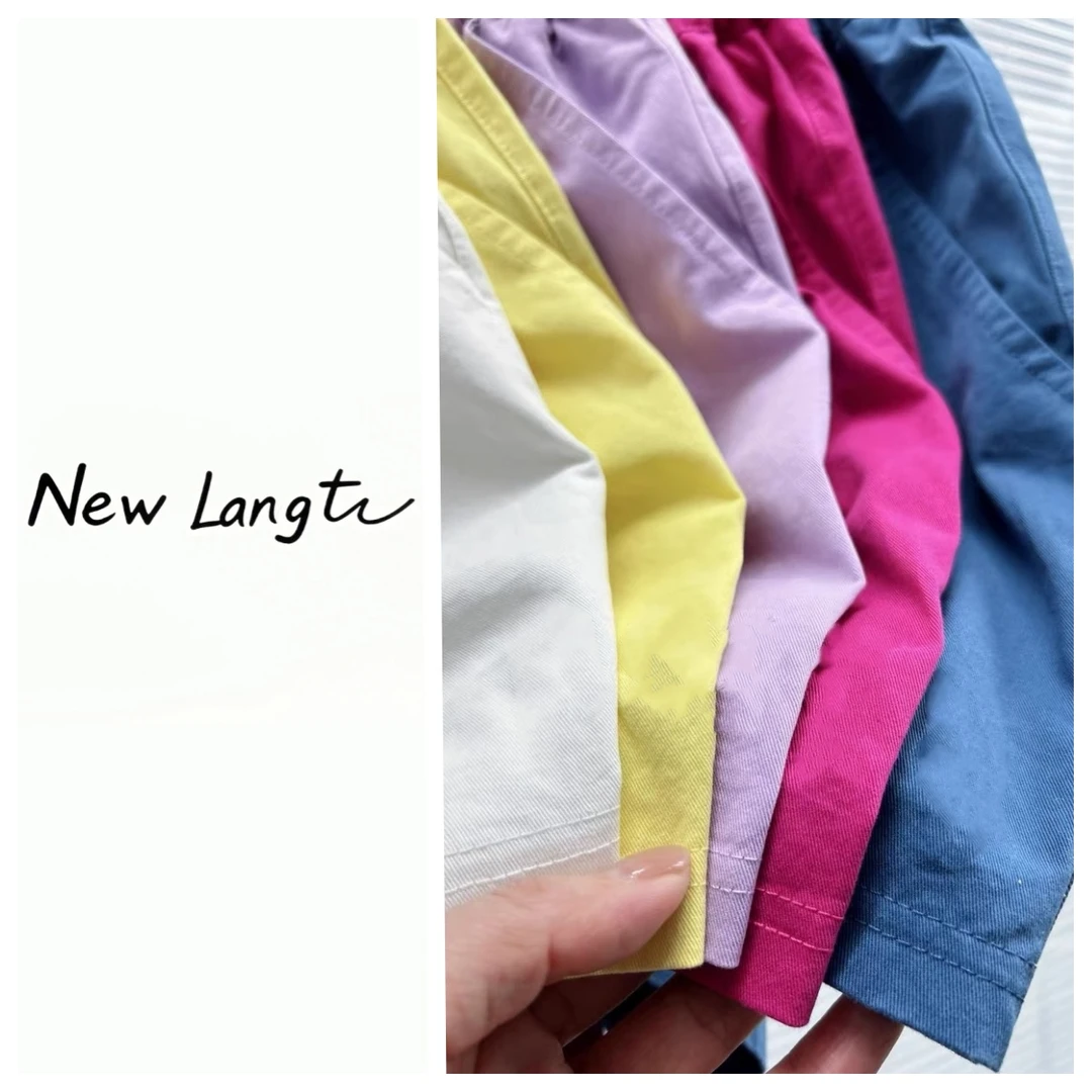 LANGTU-B【纯色】抽绳做旧纯棉百搭短裤夏韩版美式休闲裤潮 L2060