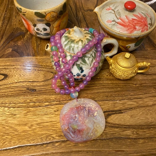 新中式时尚创意雕刻吊坠毛衣链 1044