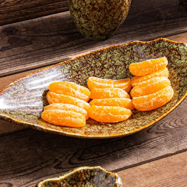 （景雅瓷庄）10英寸创意窑变陶瓷虎皮绿蕉叶鱼盘