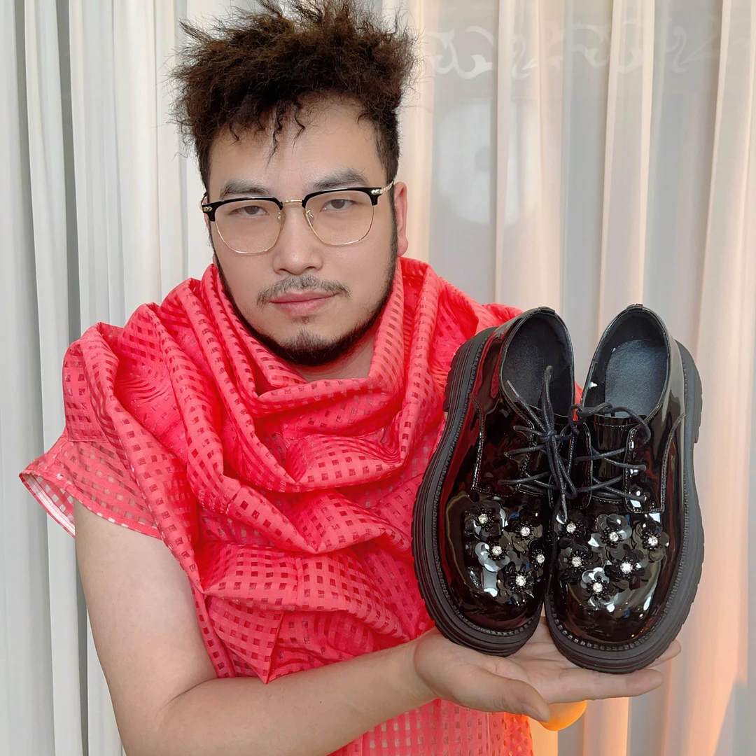 【艾琪】3.5cm 英伦风早春系带花朵小皮鞋厚底乐福鞋德比鞋单靴通勤