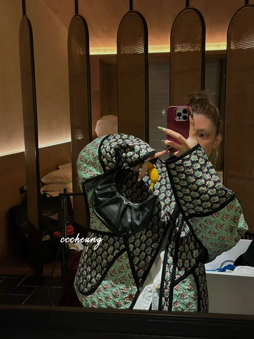 【喜一兮】薄荷香芋 秋冬新款宽松外套花色棉服提花双面穿5DC-F822