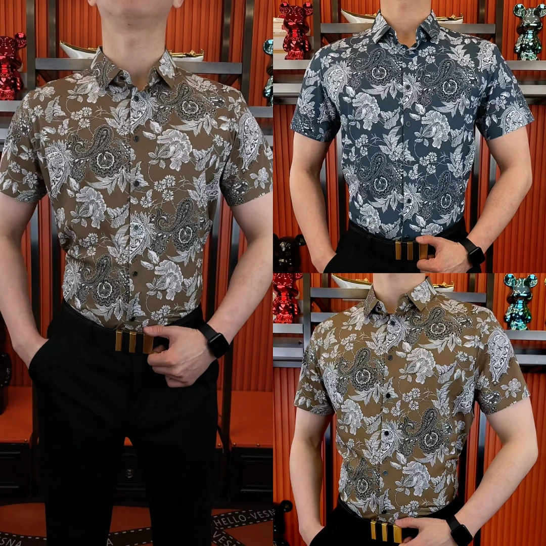 25016夏季新款四面弹力免熨烫不出褶皱休闲衬衫