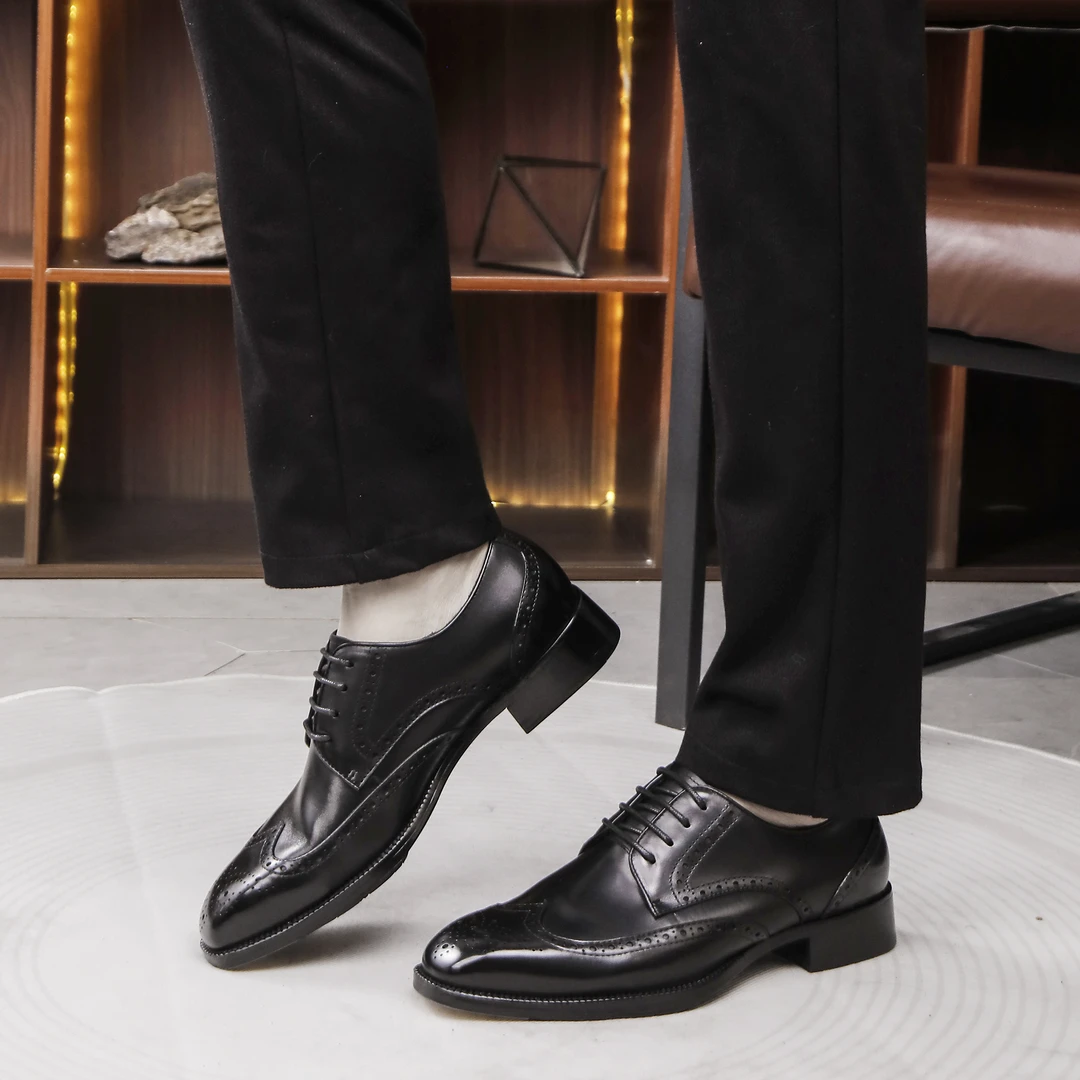 2025马皮布洛克雕花德比英伦时尚手工商务真皮大底结婚男士系带