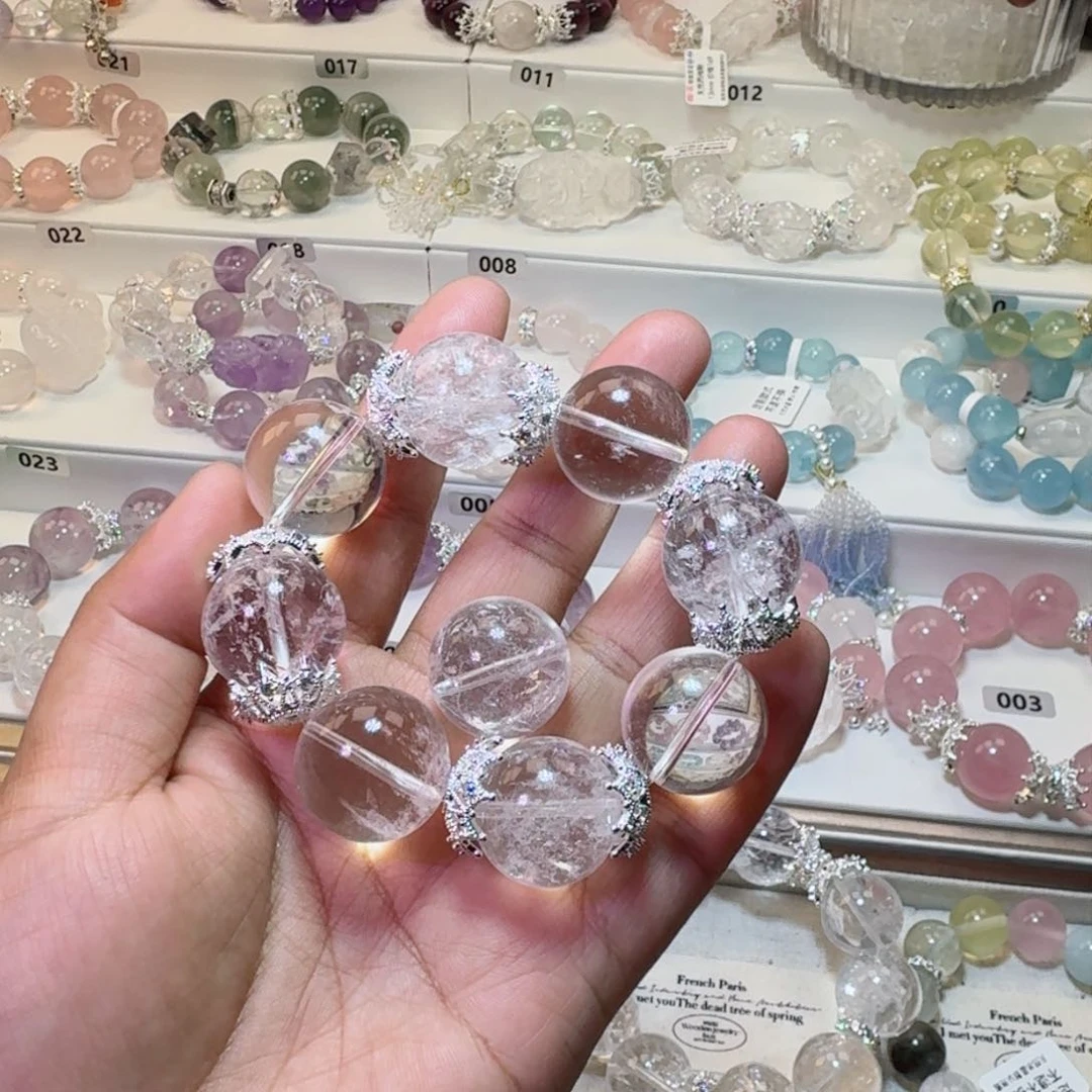 烟晶手链银S925镶嵌白幽灵，159，不退不换