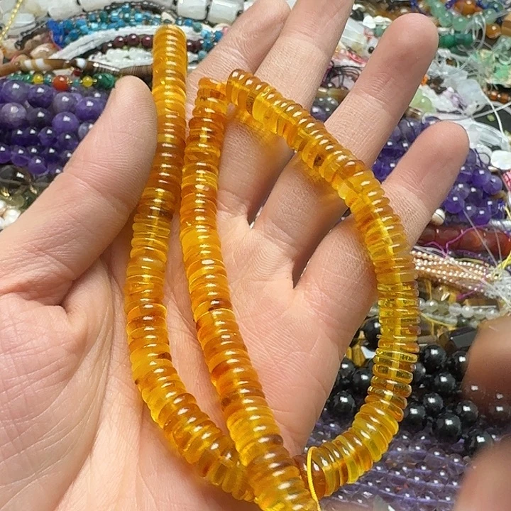 玛瑙/玉髓未镶嵌珠宝半成品一条9mm蜜蜡算盘