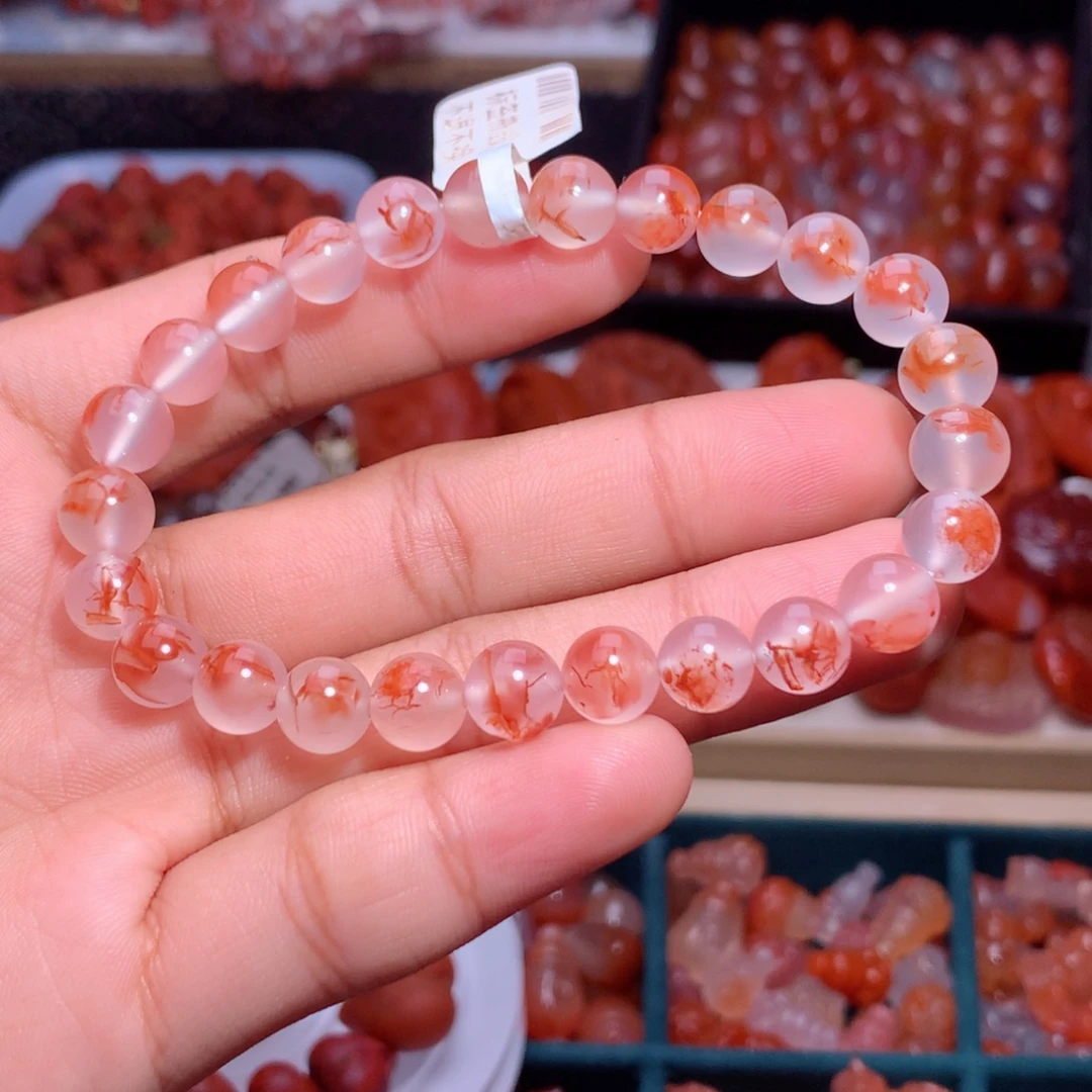 南红玛瑙未镶嵌珠宝半成品飘花手串