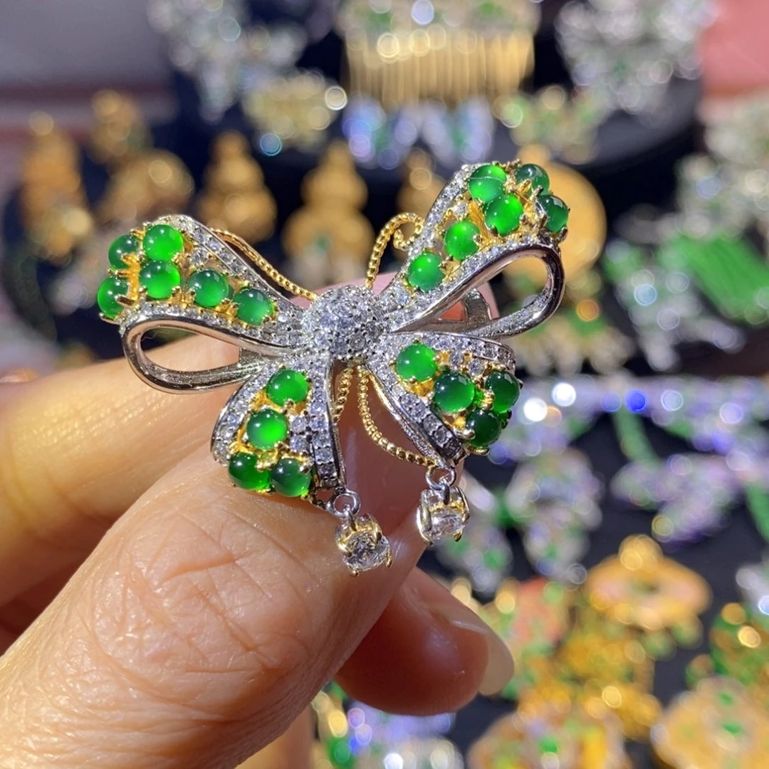 银S925镶嵌挂件翡翠