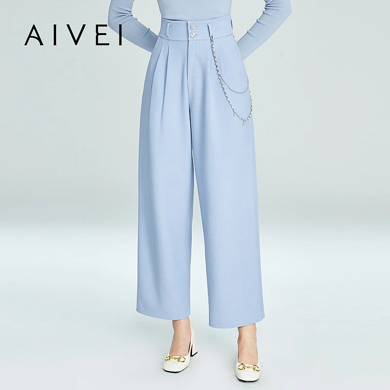【赵老板专属】AIVEI欣贺艾薇高腰两粒扣阔腿西装长裤P0560169