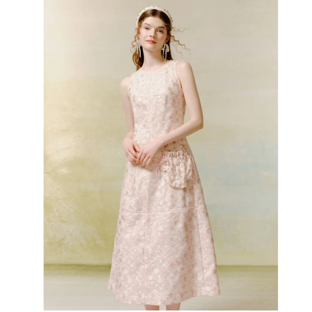 limil/丽米儿新款时尚无袖提花连衣裙950017