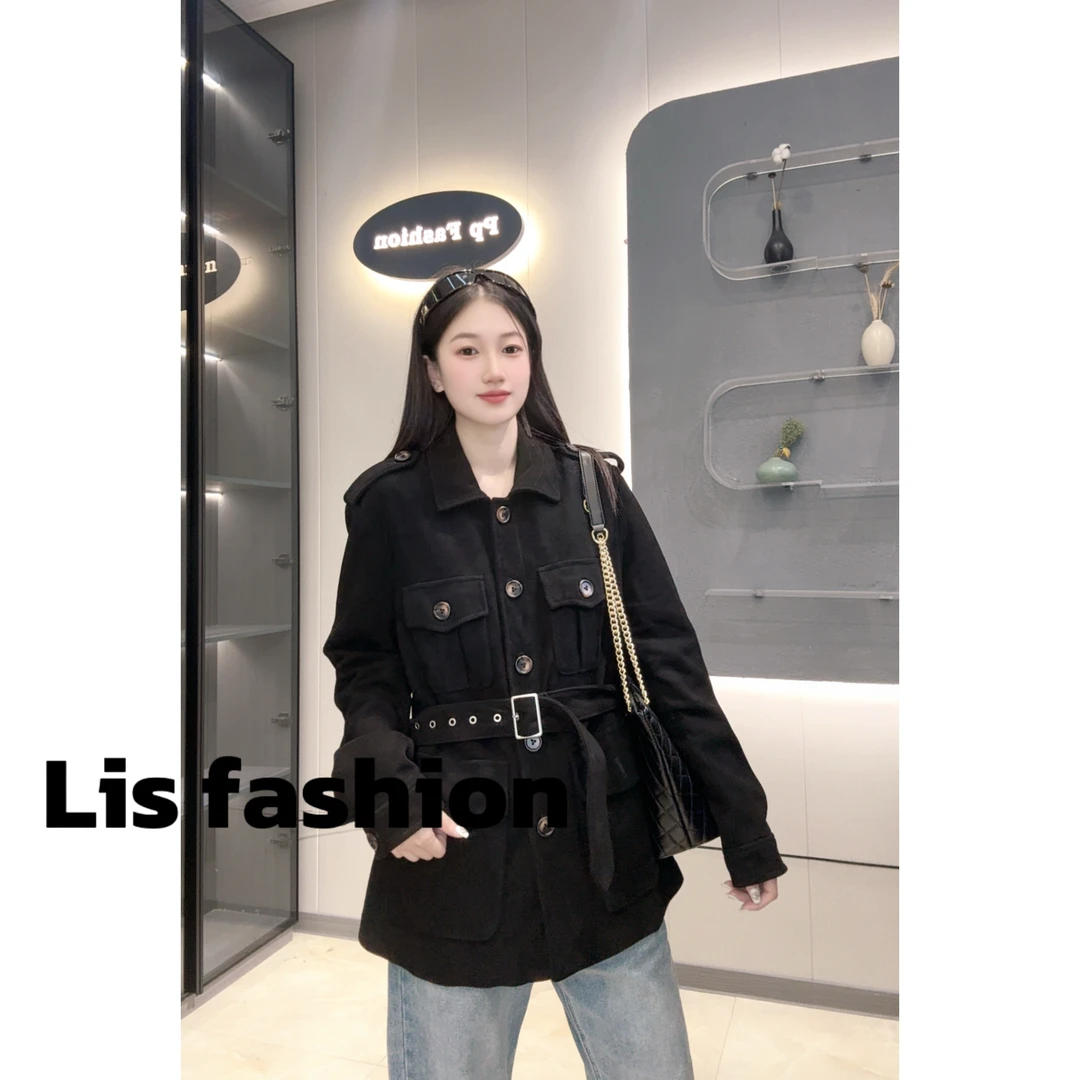 Liss-25新款485大兜翻领羊皮反绒设计百搭羊皮时尚女外套