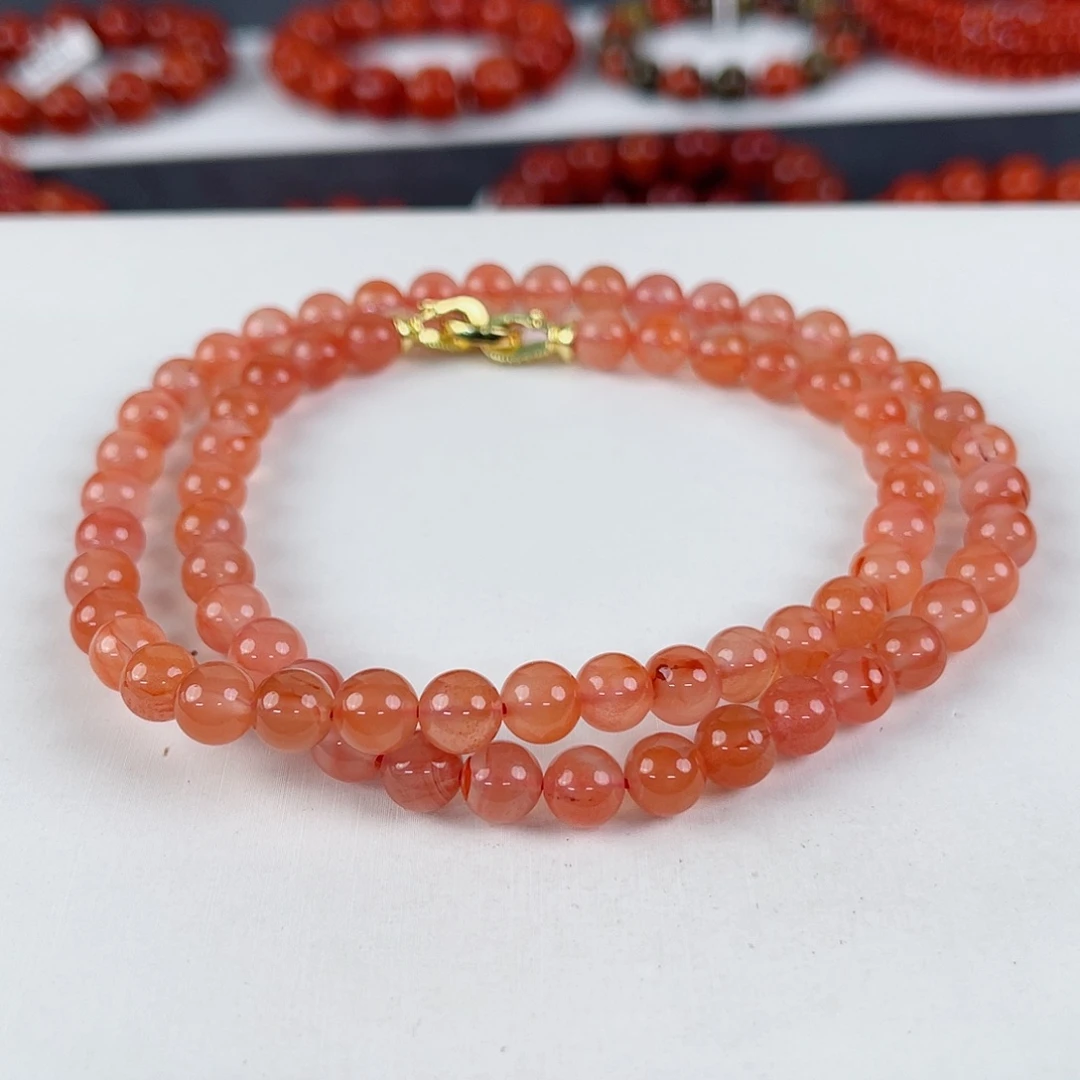 手串合金南红玛瑙河湾冰红女神链6mm