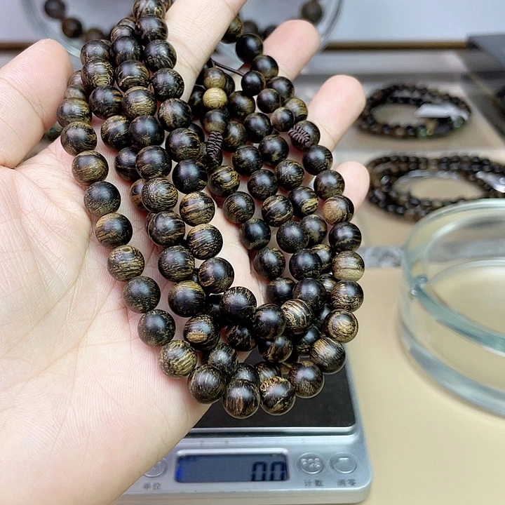 裕***威沉香手串越南芽庄白奇玉化留疤嘤子虎斑