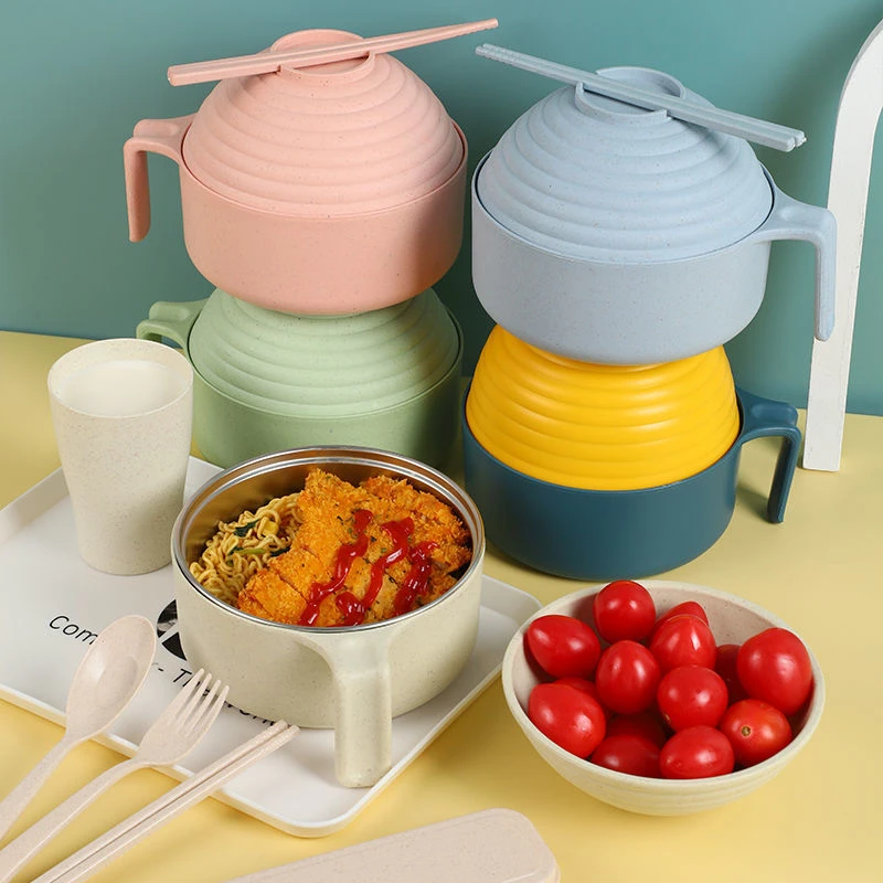 时尚简约泡面碗 吃饭碗上班族学生宿舍带盖大容量碗家用创意套装