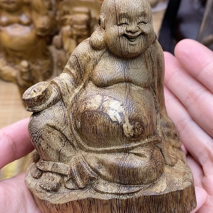 沉香摆件柬埔寨弥勒佛85克