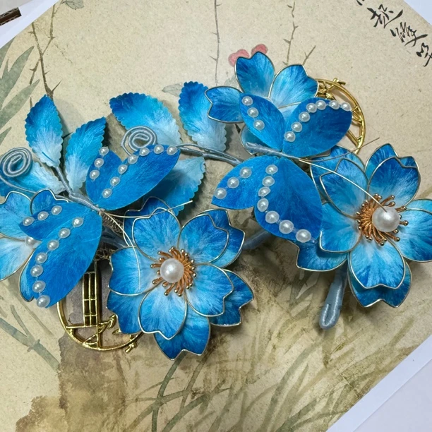 麦光光古风发饰绒花发簪 手工制作默认微瑕